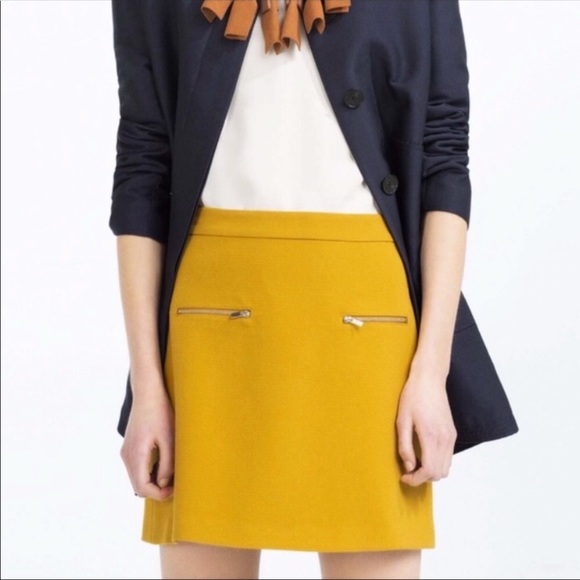 Zara Dresses & Skirts - Zara mustard gold a line zipper skirt XS